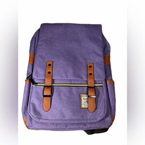 Elegant Purple Backpack with Tan Details